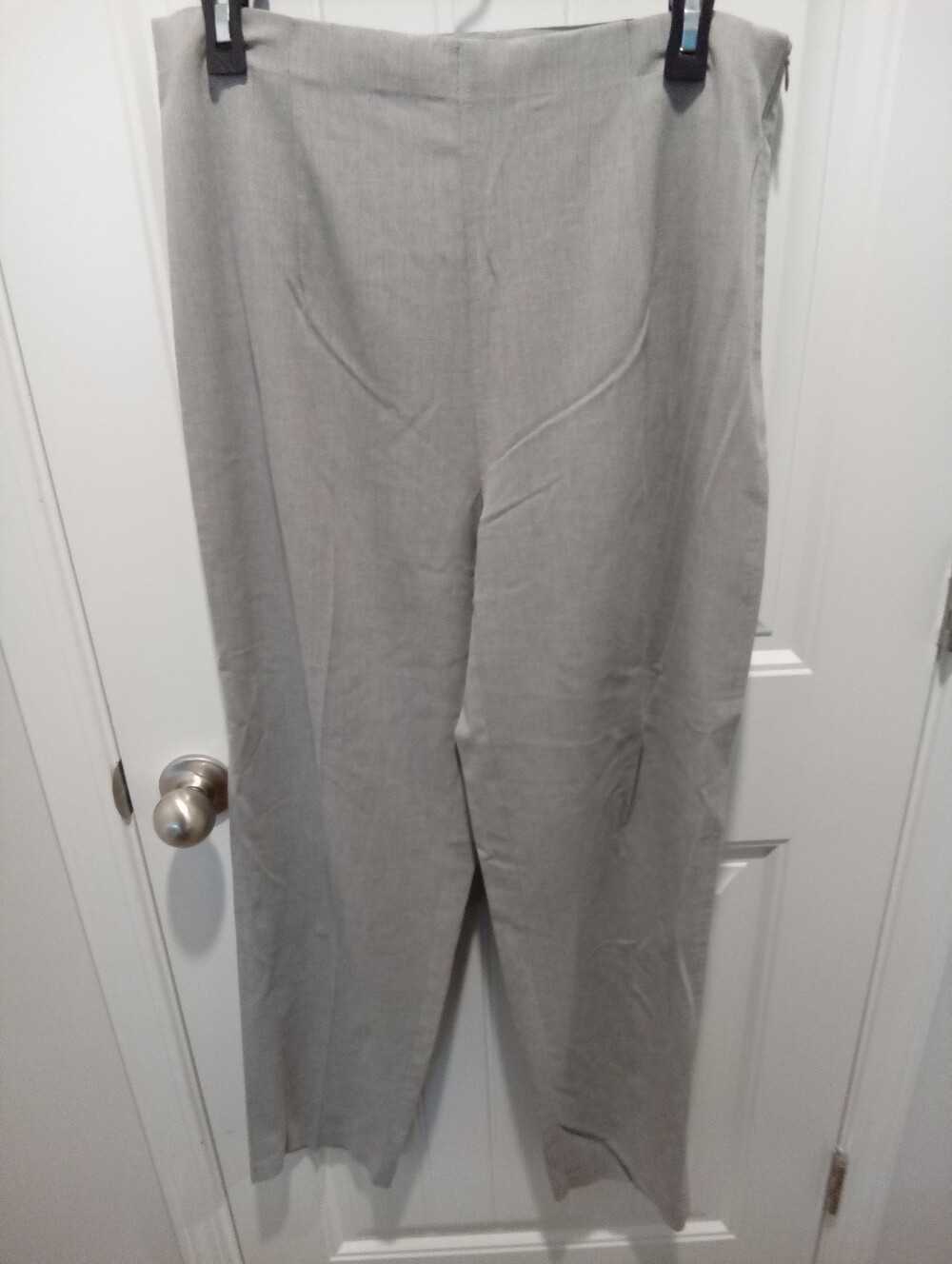 Laura Scott Size 12 Grey MicroCheck Flat Front Dress Pants Straight Leg